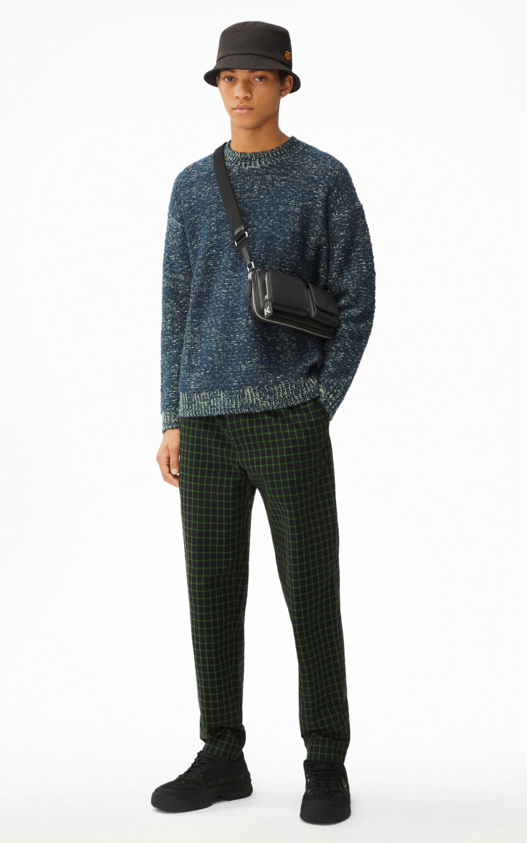 Pull Kenzo Homme Slub knit Bleu IMEPX-0713